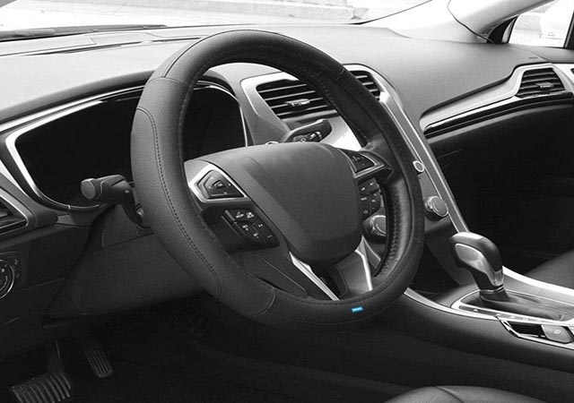 NIKAVI Microfiber Leather Auto Car Steering Wheel Cover Universal 15 inch (BLACK)